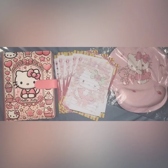 New Hello Kitty Pink Stationery: Binder/paper/Mousepad