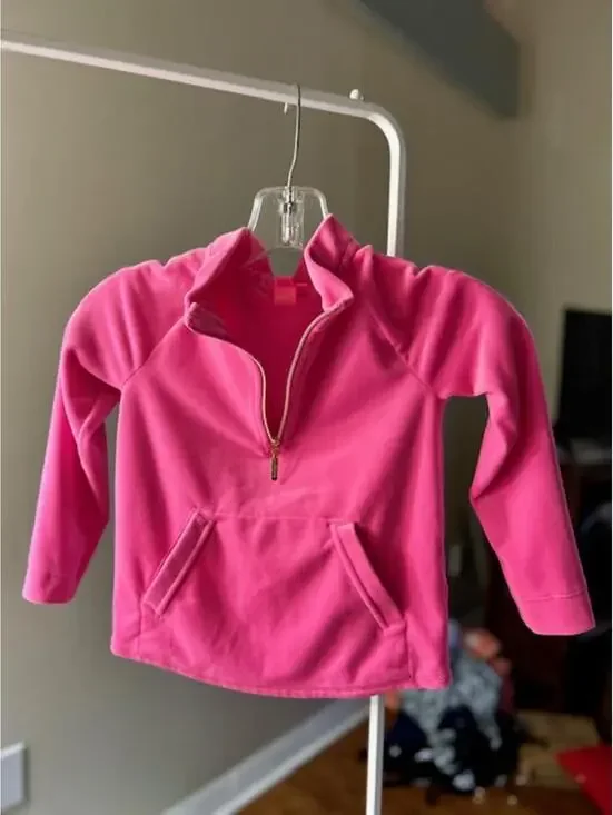 Lilly Pulitzer Girl's Pink Fleece Pullover Half Zip Small