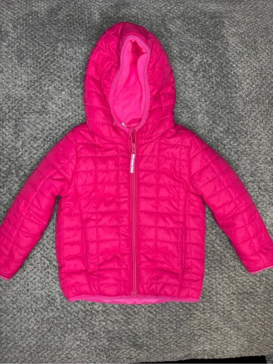 Cat & Jack Toddler Girls Quilted Puffer Hooded Jacket - Bright Pink Size 3T NWT