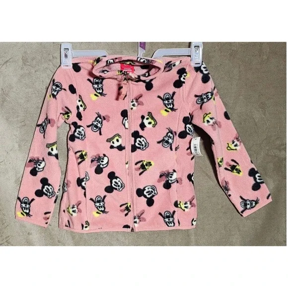 Disney Amazon Essentials Girls Pink Mickey Minnie Mouse Fleece Zip Jacket S 6-7