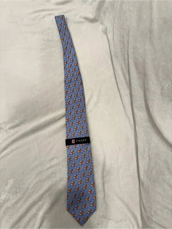 Chaps Men's Light Blue sailboat Patterned Silk Tie