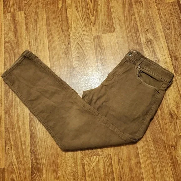 J Crew Corduroy Pants Men 34x32 Brown Straight Fit Chino Stretch Preppy‎