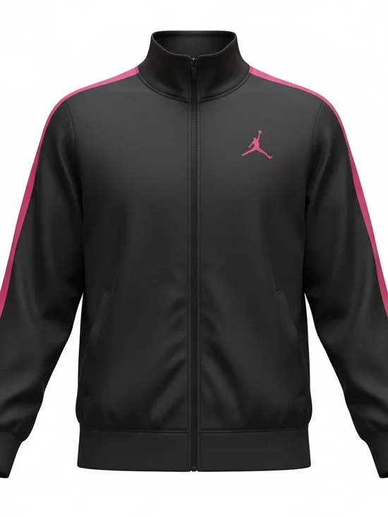 Jordan Black Track Jacket with Pink Trim