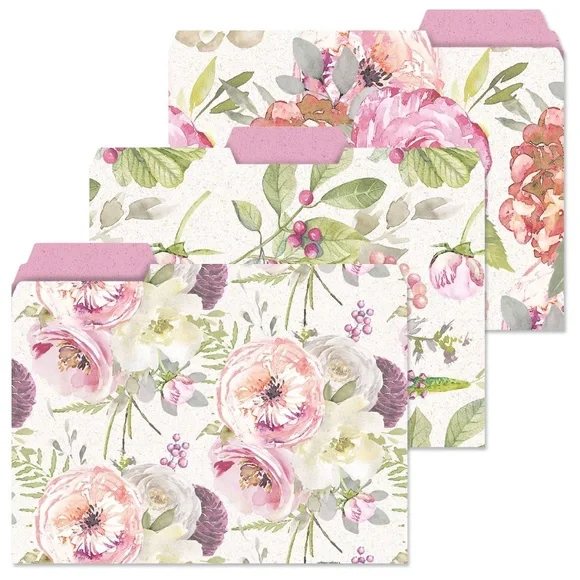 Women’s 11 File Folder Letter Size Pink Peony Suzanne Nicoll Office Supplies New