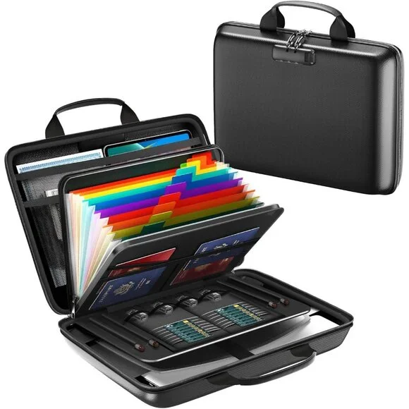 *NEW* Hard Case Fireproof File Organizer with Lock and 13 Pocket Accordion