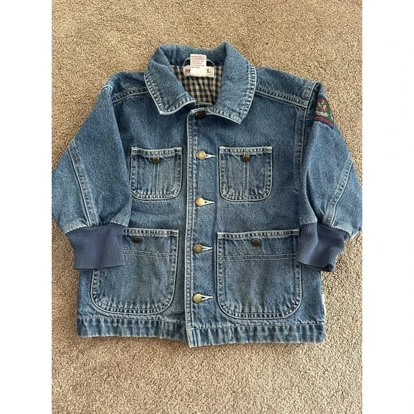 Vintage 90s Children's Gymboree Denim Jacket Size Small Quilt Like Lining