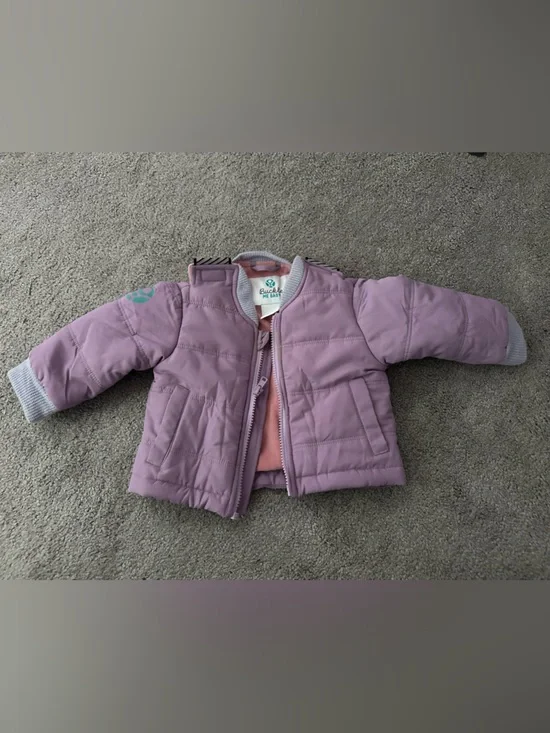 Buckle Me Baby Lavender Quilted Jacket with Pink Lining