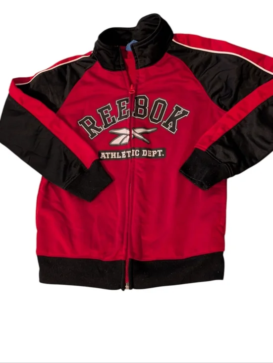 Reebok Y2K Kids Nylon Full Zip Jacket Red Black Size 6 Youth‎