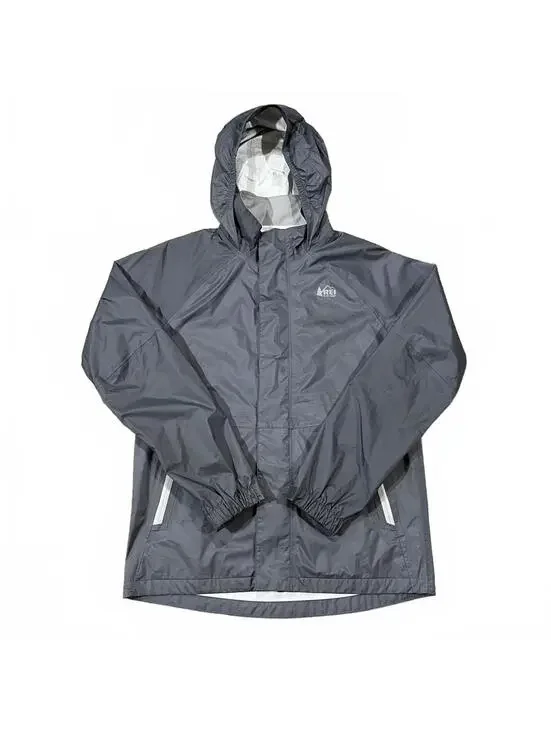 REI Co-op Kids Gray Rain Waterproof Jacket Size Large 14-16 (flaw)