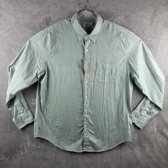 NWT J Crew Secret Wash Classic Fit Green Cotton Poplin Oxford Shirt Mens XL
