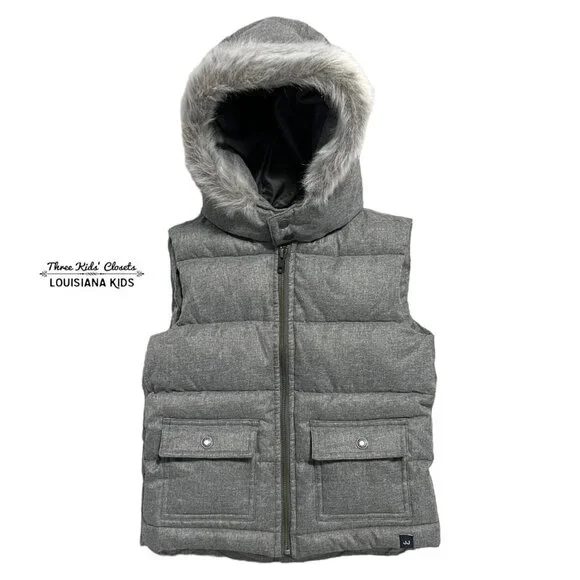 Janie and Jack 3-4Y Grey Hooded Puffer Vest
