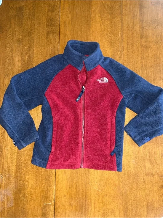 The North Face Maroon and Navy Kids' Full-Zip Fleece Jacket