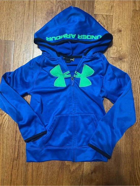 Under Armour Royal Blue Hoodie with Neon Green Logo