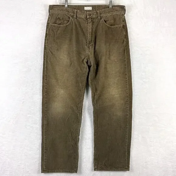 VTG J.Crew Pants Mens 34x30 (36x32) Brown Faded Corduroy Baggy Preppy Skate 90s