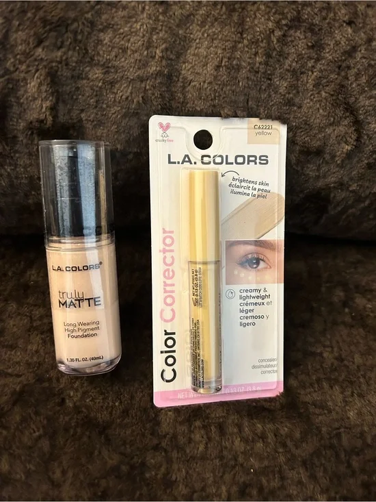 L.A. COLORS Yellow Color Corrector -  Concealer and Truly Matte   Foundation.