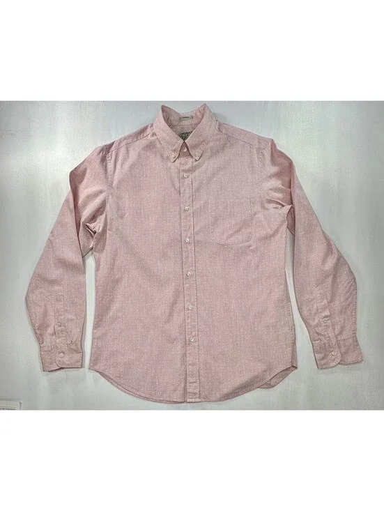 J Crew Classic Stretch Polka Dot Oxford Button Up Pink Men M