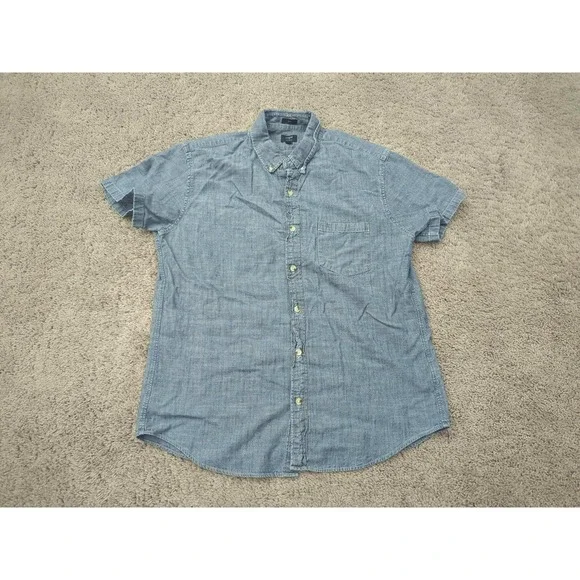 J Crew Button Down Shirt Mens Large Chambray‎ Slim Fit Casual