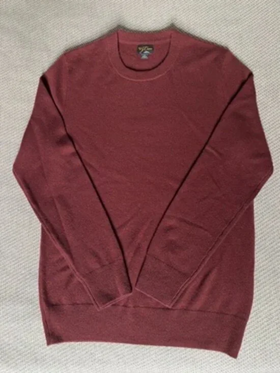 J. CREW mens cashmere crewneck sweater port wine burgundy size small