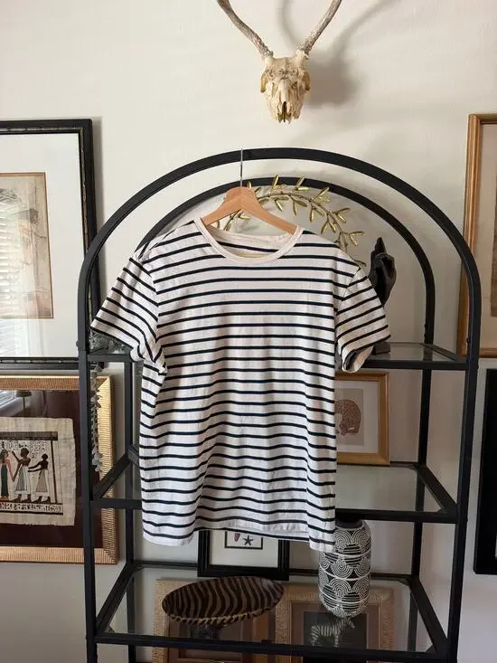 J.Crew Mercantile Broken-In Striped T-Shirt Mens M Slim Navy White 100% Cotton