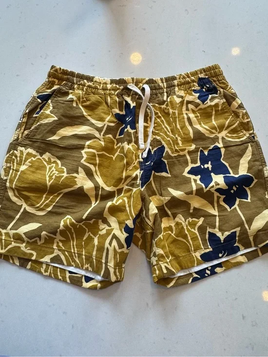 J. Crew Olive Floral Drawstring Shorts