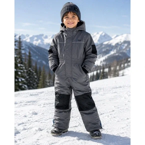 IXTREME Kids 4T Insulated Snowsuit Gray Black Hooded Winter Ski Snow Suit