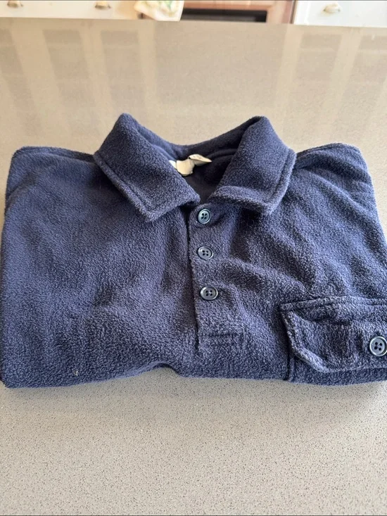 J. Crew Navy Blue Terry Cloth Polo Size XL