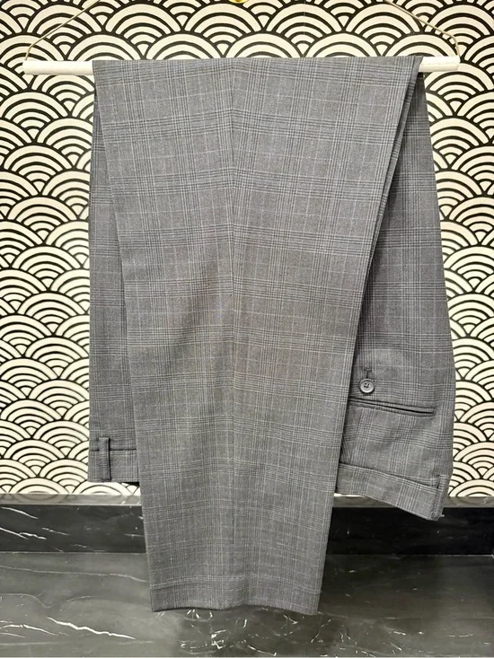 J. Crew Men's Thompson Tapered Gray Glen Plaid Dress Pants
