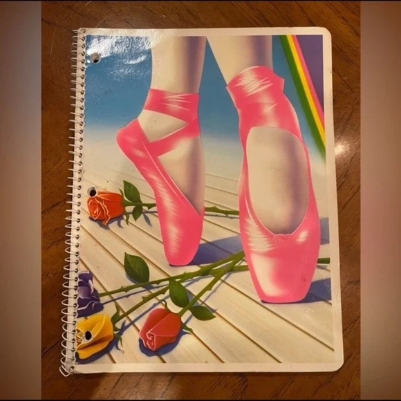 Vintage 1990s Lisa Frank Vibrant Pink Ballet Slippers Notebook