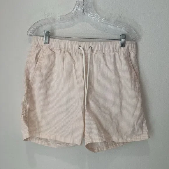 J Crew Seersucker Swim Trunk Mens SZ M Drawstring Summer Shorts Swimwear