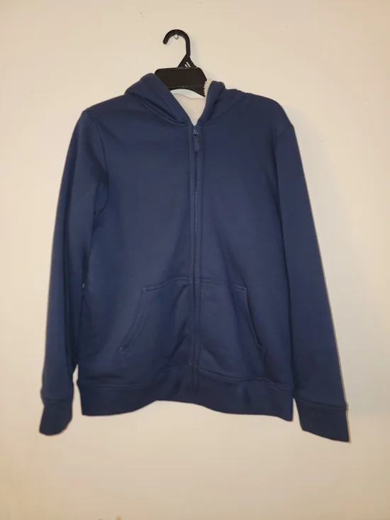 Navy Zip-Up Hoodie with Sherpa Lining