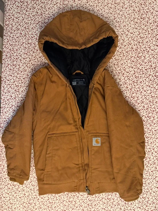 Kids Carhartt Tan Brown Hooded Work Jacket
