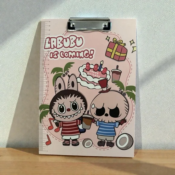 Pink Labubu Clipboard with Cartoon Design