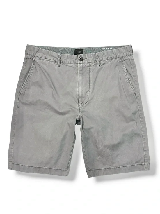 J. CREW Grey Stretch Chino Flat Front Shorts 10.5” Inseam Size 34