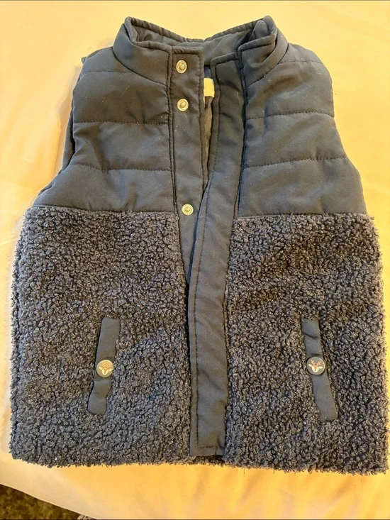 Kids Navy Sherpa Puffer Vest - Cozy Layering Vest