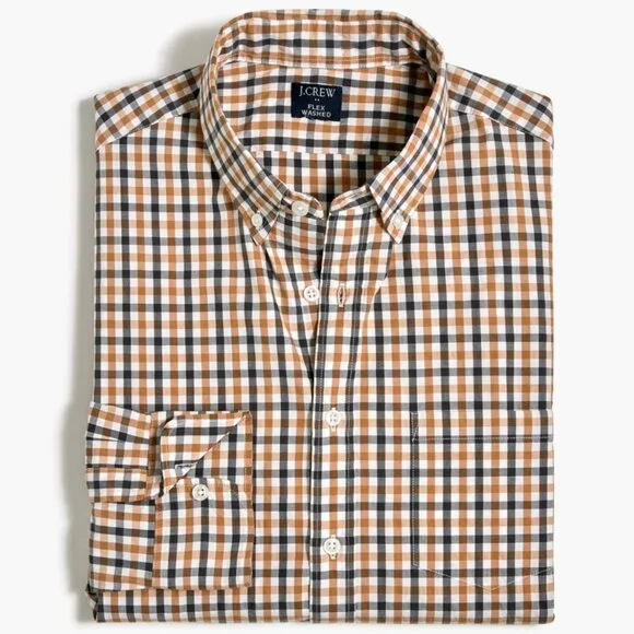 EUC Men's J. CREW‎ Flex Washed Slim Untucked Button-down Dress Shirt | Size L