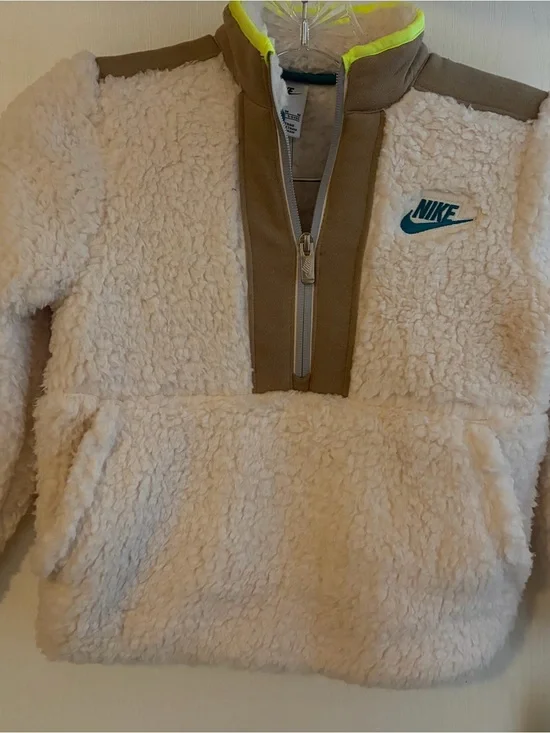 Nike Cream Sherpa Half-Zip with Teal Trim