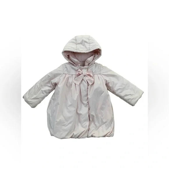 Jacadi Size 3 Years Blush Pink Bow Front Puffer Coat