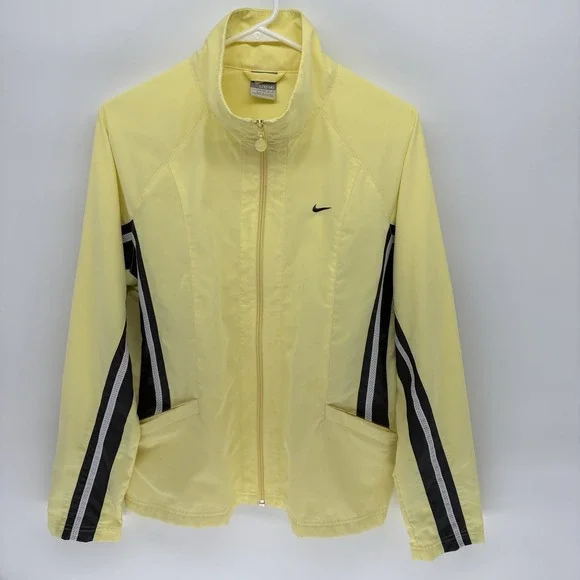 Vintage 90s  Nike Silver Tag Windbreaker Full Zip Yellow Jacket Youth L 12-14