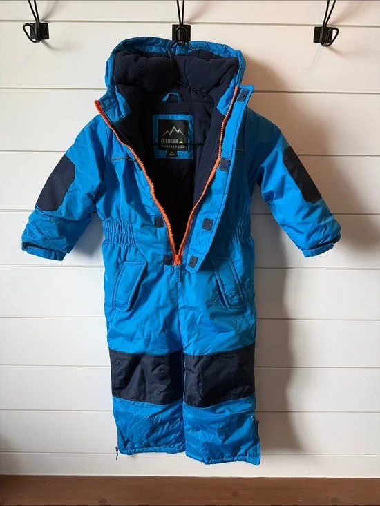 Blue Kids Snow One-Piece Snowsuit with Hood