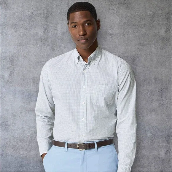 J Crew Button Down Shirt Mens XL Classic Fit Flex Washed White Pale Seascape NWT