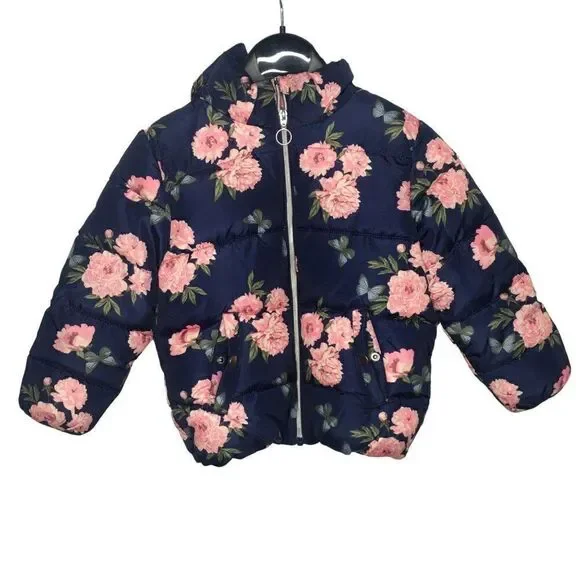 H&M Dark blue pink floral  jacket
