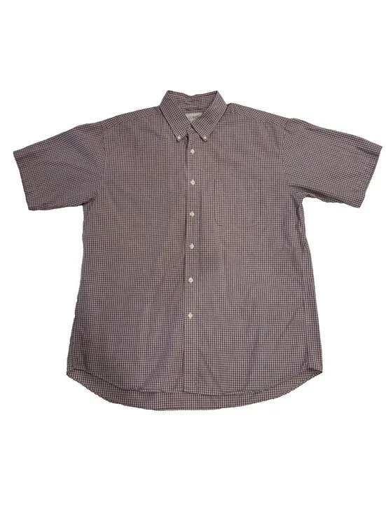 J.Crew Men's Large Button Down Shirt Maroon White Gingham Plaid 100% Cotton L