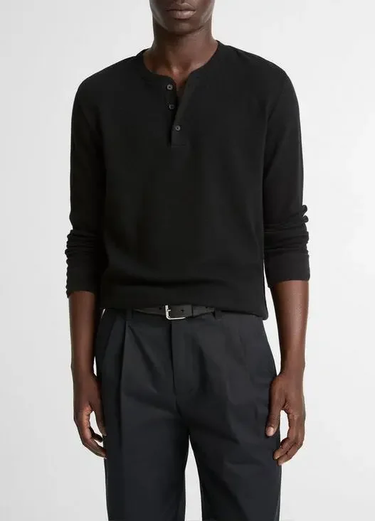 J. Crew Men's Oarsman Jacquard Rib-knit Henley Shirt Black Size Medium NWT