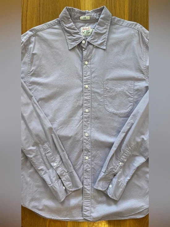 J.Crew Broken-In Oxford Shirt Slim Fit XL Organic Cotton Purple