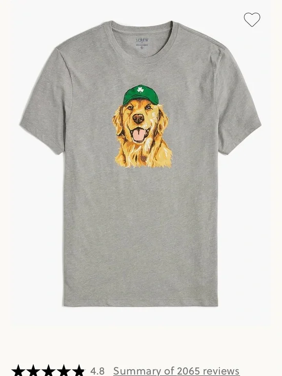 J. Crew Gray Pet Tee with Golden Retriever in Green Cap