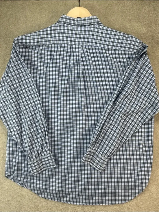 Vintage J Crew Shirt Mens Large Oarsman Blue Plaid Flannel Shirt
