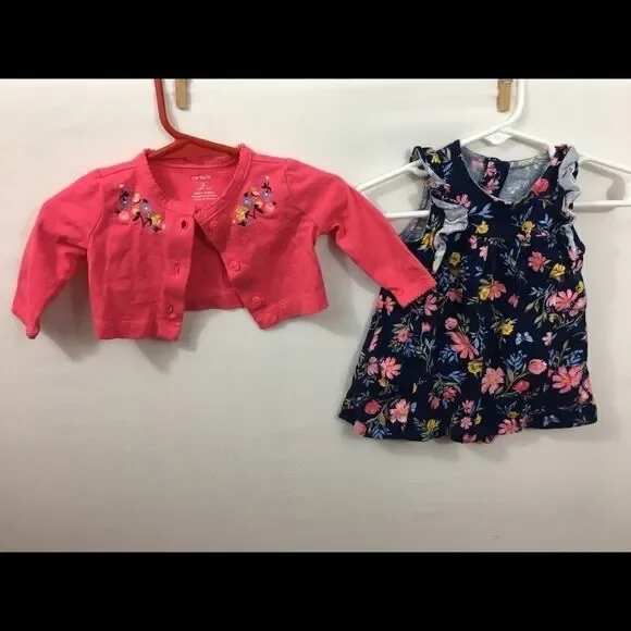 2 Pieces Carter Girls Dress With Cardigan 3 mo NWOT