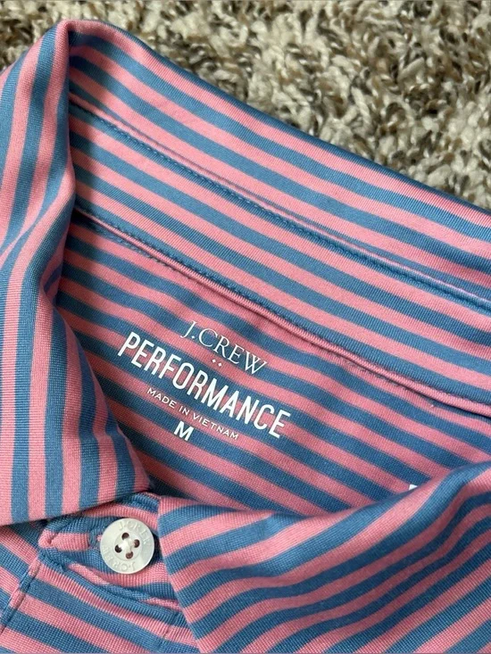 J. Crew Striped Polo in Pink and Blue
