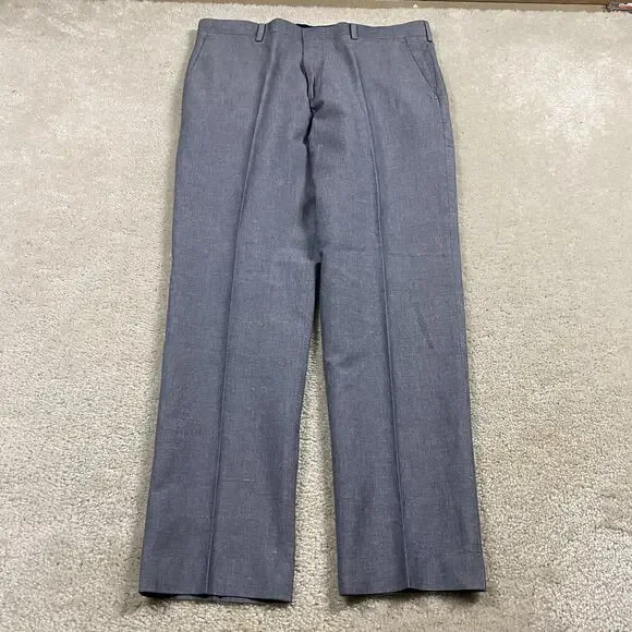J.Crew Ludlow Pants Mens 34x30* Blue Chambray Baird McNutt Linen Dress Trousers