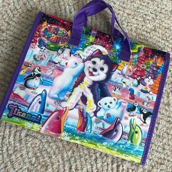 Lisa Frank Tri Fold Binder Case Folder Puppies polar bear dolphins